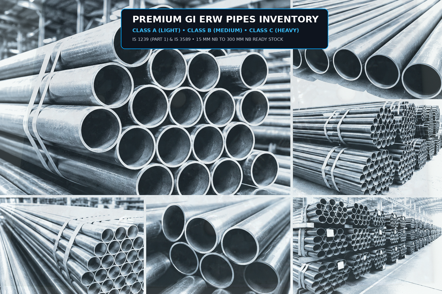 Heavy structural Galvanized Iron ERW Pipes inventory stock - gipipesuppliers.com